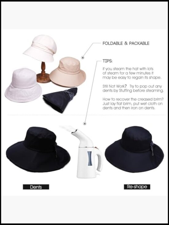 Cotton Bucket Hat Wide Brim Sun Protection Foldable Travel Beach Gardening main image 6